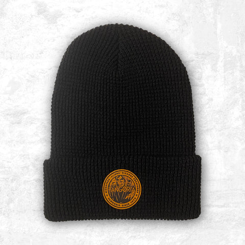 Black Beanie With Fangoria Leather Patch